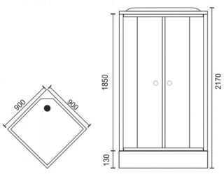 Душевая кабина Royal Bath HP стекло белое/прозрачное 90x90см RB90HP6-WT